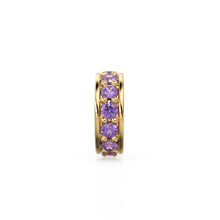 Load image into Gallery viewer, Amethyst 18K Solid Italian Gold Rondels, Eternity Rondelle, Solid Gold Roundel Spacer Finding Bead, Amethyst Spacer, Gold Wheel Tyre Finding