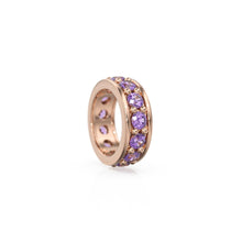 Load image into Gallery viewer, Amethyst 18K Solid Italian Gold Rondels, Eternity Rondelle, Solid Gold Roundel Spacer Finding Bead, Amethyst Spacer, Gold Wheel Tyre Finding