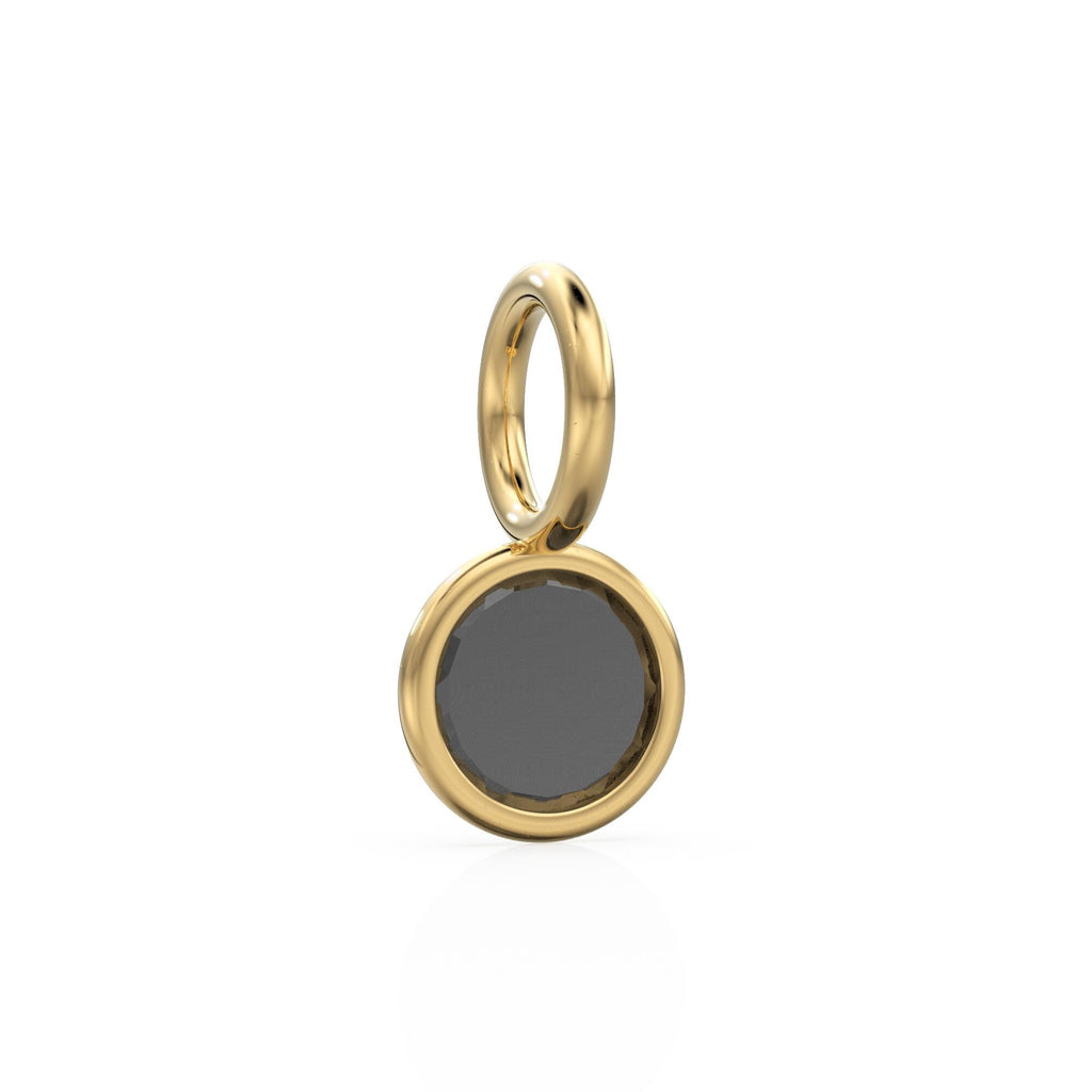 Rose Cut Black Diamond Charm Pendant / 18k Solid Gold Pendant / Round Coin Real Diamond Pendant / Petite Diamond Charm / Rose Cut Necklace