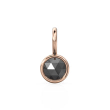 Load image into Gallery viewer, Rose Cut Black Diamond Charm Pendant / 18k Solid Gold Pendant / Round Coin Real Diamond Pendant / Petite Diamond Charm / Rose Cut Necklace