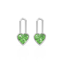 Load image into Gallery viewer, Peridot Heart Solid Gold Charm Pair Earrings / Natural Green Gemstone Gold Pendant / 14k Gold August Birthstone Jewelry Making Finding