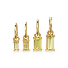 Load image into Gallery viewer, Lemon Quartz TINY Baguette Charm Pendant / 14k 18k Solid Gold Pendant / Baguette Quartz Garnet Pendant / Petite QuartzCharm / 5x3mm 6x3mm