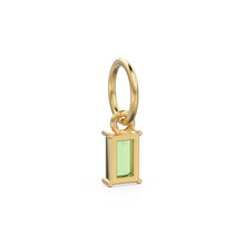 Load image into Gallery viewer, TINY Peridot Sapphire Charm Pendant / 14k 18k Solid Gold Pendant / Baguette Peridot Pendant / Petite Arizona Olivine Charm / 5x3mm 6x3mm