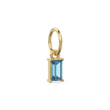 Load image into Gallery viewer, TINY Baguette Swiss Blue Topaz Charm Pendant / 14k 18k Solid Gold Pendant / Baguette Topaz Pendant / Petite Blue Topaz Charm / 5x3mm 6x3mm