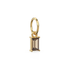 Load image into Gallery viewer, Smoky Quartz TINY Baguette Charm Pendant / 14k 18k Solid Gold Pendant / Baguette Brown Quartz Pendant / Petite Quartz Charm / 5x3mm 6x3mm