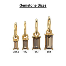 Load image into Gallery viewer, Smoky Quartz TINY Baguette Charm Pendant / 14k 18k Solid Gold Pendant / Baguette Brown Quartz Pendant / Petite Quartz Charm / 5x3mm 6x3mm