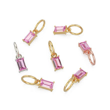 Load image into Gallery viewer, Tourmaline TINY Baguette Charm Pendant / 14k 18k Solid Gold Pendant / Baguette Pink Tourmaline Pendant / Pink Gemtone Charm / 5x3mm 6x3mm