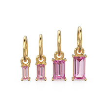 Load image into Gallery viewer, Tourmaline TINY Baguette Charm Pendant / 14k 18k Solid Gold Pendant / Baguette Pink Tourmaline Pendant / Pink Gemtone Charm / 5x3mm 6x3mm