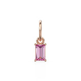 Tourmaline TINY Baguette Charm Pendant / 14k 18k Solid Gold Pendant / Baguette Pink Tourmaline Pendant / Pink Gemtone Charm / 5x3mm 6x3mm