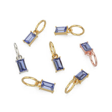 Load image into Gallery viewer, Tanzanite TINY Baguette Charm Pendant / 14k 18k Solid Gold Pendant / Baguette Blue Tanzanite Pendant / Petite Tanzanite Charm / 5x3mm 6x3mm