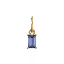 Load image into Gallery viewer, Tanzanite TINY Baguette Charm Pendant / 14k 18k Solid Gold Pendant / Baguette Blue Tanzanite Pendant / Petite Tanzanite Charm / 5x3mm 6x3mm