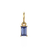 Tanzanite TINY Baguette Charm Pendant / 14k 18k Solid Gold Pendant / Baguette Blue Tanzanite Pendant / Petite Tanzanite Charm / 5x3mm 6x3mm