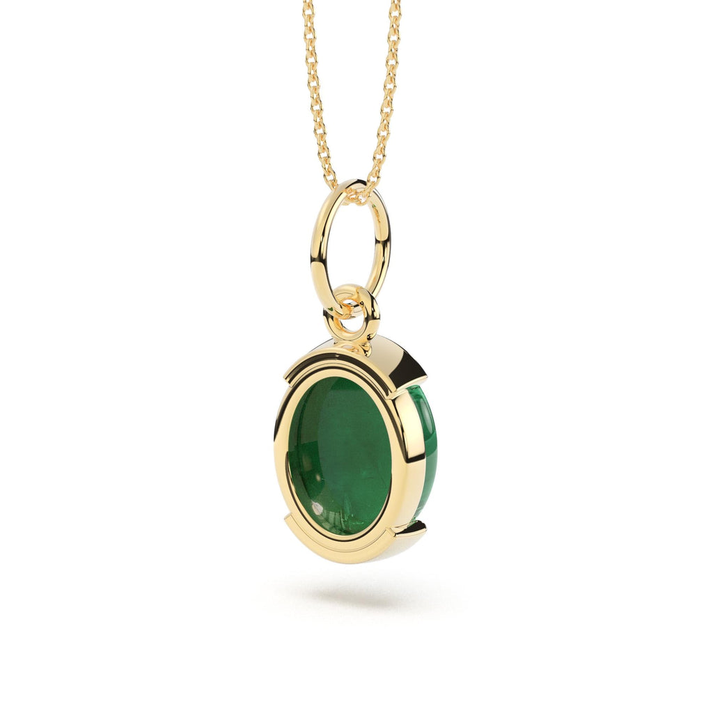 Zambian Emerald Charm Pendant / 14k 18k Solid Gold Pendant / Oval Emerald Vintage Pendant / Cabochon Zambian Emerald Charm /