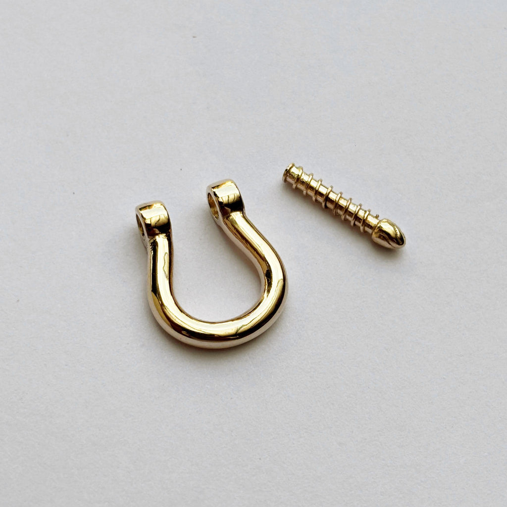 HUGE 19mm Carabiner Horse Shoe Screw Solid Gold Clasp Charm Holder / Screw Clasp U shape / Oval Clasp / Simple Oval Shaped Clasps