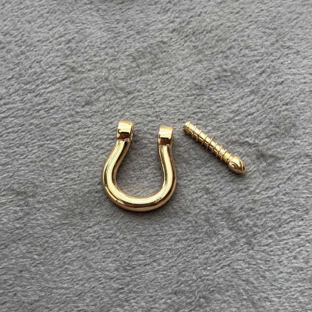 HUGE 19mm Carabiner Horse Shoe Screw Solid Gold Clasp Charm Holder / Screw Clasp U shape / Oval Clasp / Simple Oval Shaped Clasps