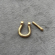 Load image into Gallery viewer, HUGE 19mm Carabiner Horse Shoe Screw Solid Gold Clasp Charm Holder / Screw Clasp U shape / Oval Clasp / Simple Oval Shaped Clasps