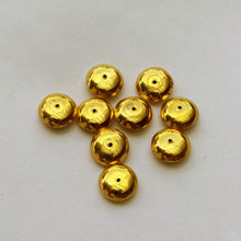 Load image into Gallery viewer, 18k Solid Yellow Gold Smooth Bicone Saucer Spacer Findings Beads 10mm (2) Jewelry Making Supplies