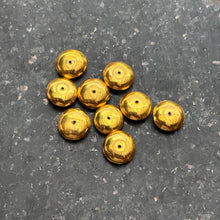 Load image into Gallery viewer, 18k Solid Yellow Gold Smooth Bicone Saucer Spacer Findings Beads 10mm (2) Jewelry Making Supplies