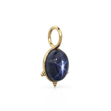 Load image into Gallery viewer, Blue Star Sapphire 18k Charm, 14K Solid Gold Charm, Gemstone Gold Charm, Gold Charm Necklace, September Birthstone Charm, Gold Charm Pendant