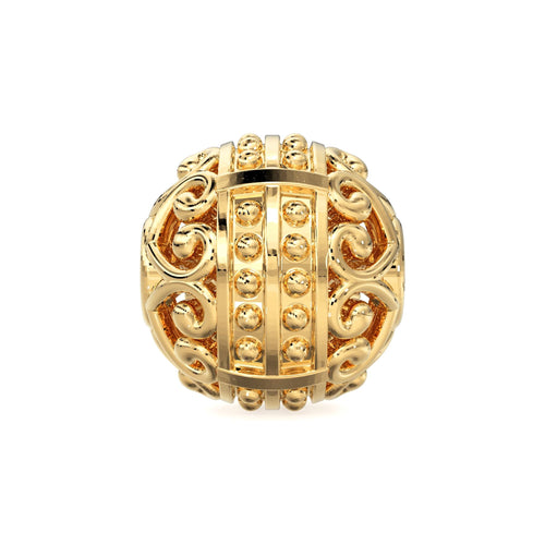 10mm 18k Solid Gold Designer Old Fashioned Tribal Round Granulation Spacer Bead Finding
