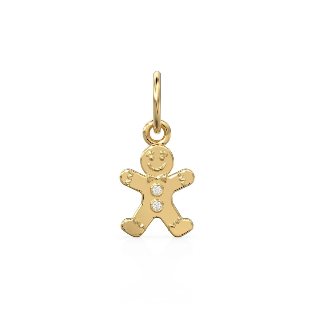Gingerbread Man Solid Gold Charm / Gold Christmas Cookie / Festive Holiday Jewelry / Bracelet Necklace Charm / for her