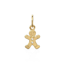 Load image into Gallery viewer, Gingerbread Man Solid Gold Charm / Gold Christmas Cookie / Festive Holiday Jewelry / Bracelet Necklace Charm / for her