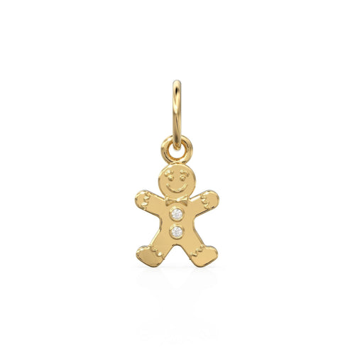 Gingerbread Man Solid Gold Charm / Gold Christmas Cookie / Festive Holiday Jewelry / Bracelet Necklace Charm / for her