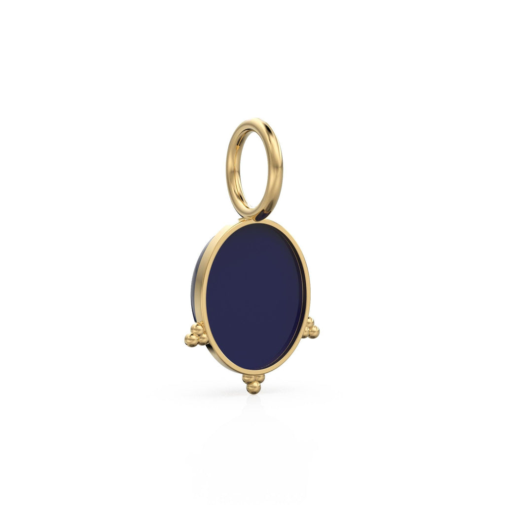 Blue Star Sapphire 18k Charm, 14K Solid Gold Charm, Gemstone Gold Charm, Gold Charm Necklace, September Birthstone Charm, Gold Charm Pendant