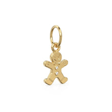 Load image into Gallery viewer, Gingerbread Man Solid Gold Charm / Gold Christmas Cookie / Festive Holiday Jewelry / Bracelet Necklace Charm / for her