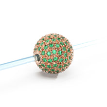 Load image into Gallery viewer, Zambian Emerald French Pave Ball Spacer Bead / 18k Solid Gold Bead / Birthstone May Charm Necklace / 10mm Spacer Finding