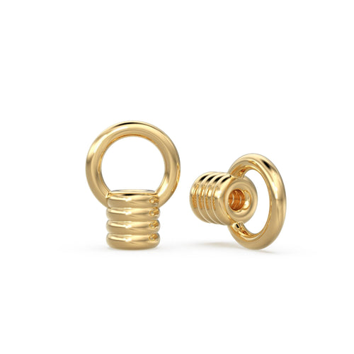 14k Solid Yellow Gold Coil End Cap - Stringing Finding With 0.9mm Holes 4mm Jump Ring Quantity: 2 0r 10 St Patricks Day