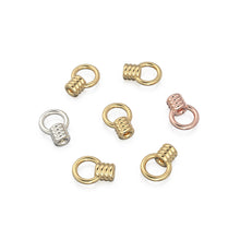 Load image into Gallery viewer, 14k Solid Yellow Gold Coil End Cap - Stringing Finding With 0.9mm Holes 4mm Jump Ring Quantity: 2 0r 10 St Patricks Day