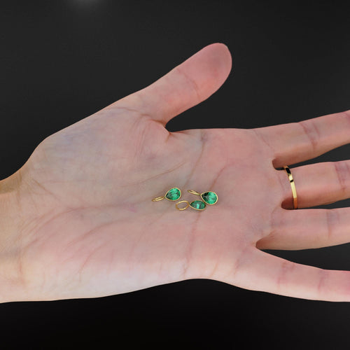 Zambian Emerald 7mm 14k Yellow Solid Gold Charm Pendant Bezel Jewelry Finding / May Birthstone / Green Gemstone / Pear Cut Amulet