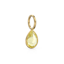 Load image into Gallery viewer, Lemon Quartz 7mm 14k Yellow Solid Gold Charm Pendant Bezel Jewelry Finding / November Birthstone / Yellow Gemstone / Pear Cut Amulet