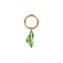 Load image into Gallery viewer, Green Peridot 7mm 14k Yellow Solid Gold Charm Pendant Bezel Jewelry Finding / August Birthstone / Olivine Gemstone Pear Cut Amulet