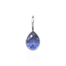 Load image into Gallery viewer, Blue Tanzanite 7mm 14k Yellow Solid Gold Charm Pendant Bezel Jewelry Finding / December Birthstone / Blue Gemstone / Pear Cut Amulet