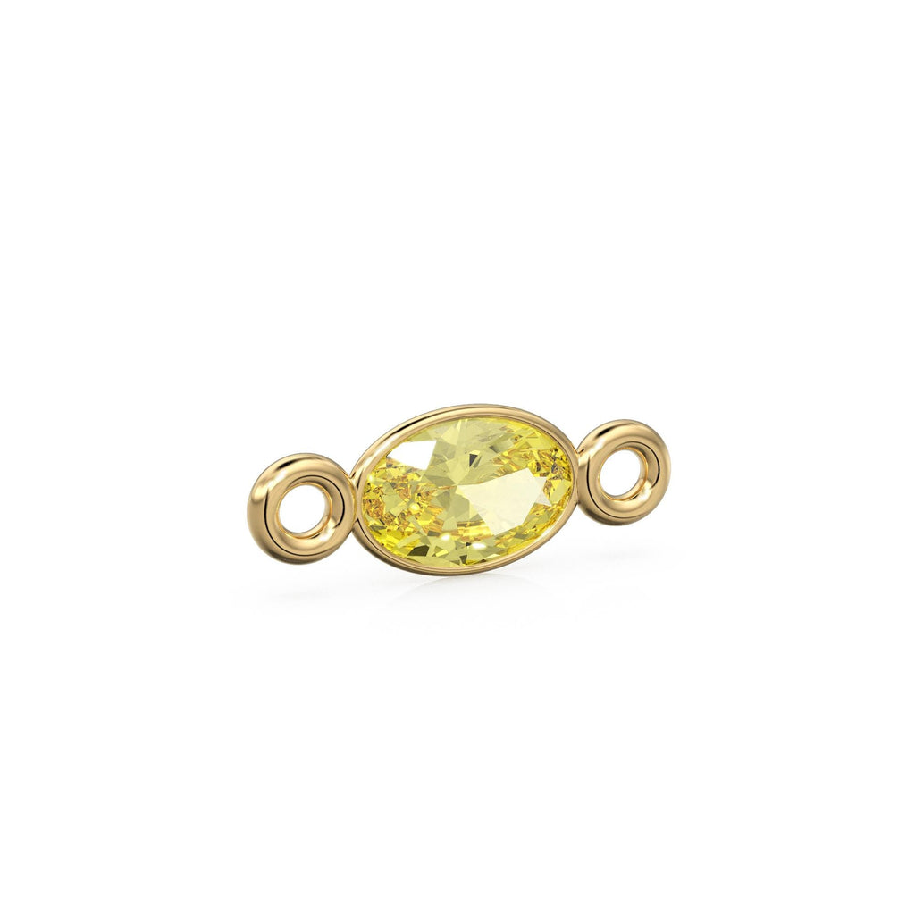 Lemon Quartz 18k Solid Gold Spacer Connector / Handmade Bracelet Finding / Necklace Gold Findings / Yellow Gemstone 4x6MM March Birthstone