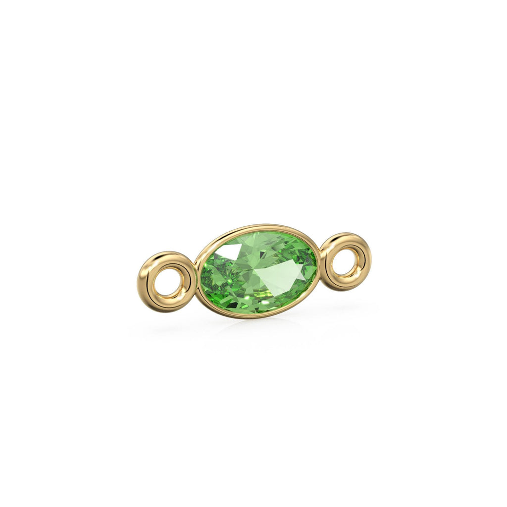 Peridot 18k Solid Gold Spacer Connector / Bracelet Finding / Necklace Gold Findings / Green Olivine Gemstone 4x6MM August Birthstone