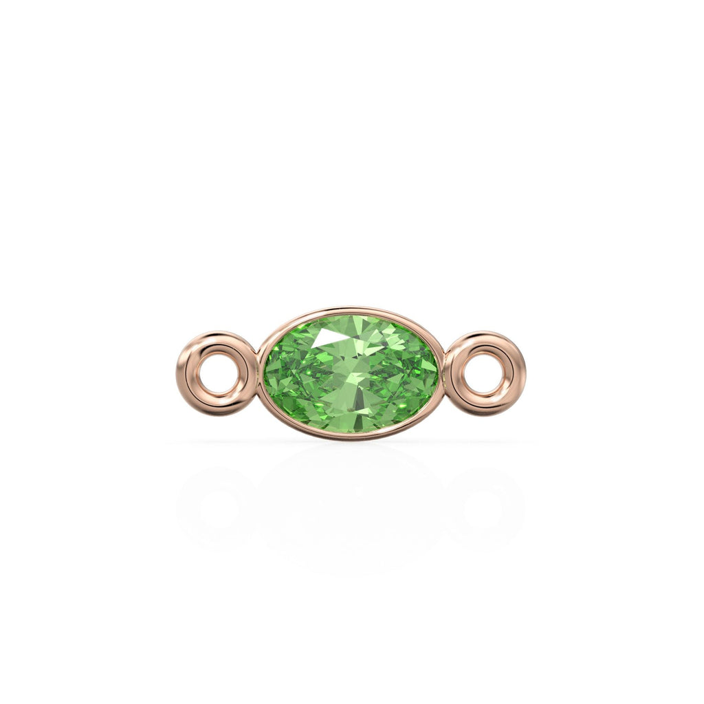 Peridot 18k Solid Gold Spacer Connector / Bracelet Finding / Necklace Gold Findings / Green Olivine Gemstone 4x6MM August Birthstone