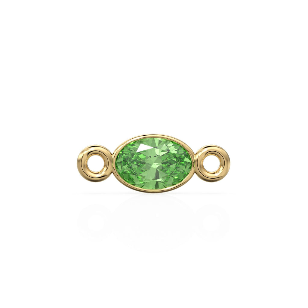 Peridot 18k Solid Gold Spacer Connector / Bracelet Finding / Necklace Gold Findings / Green Olivine Gemstone 4x6MM August Birthstone