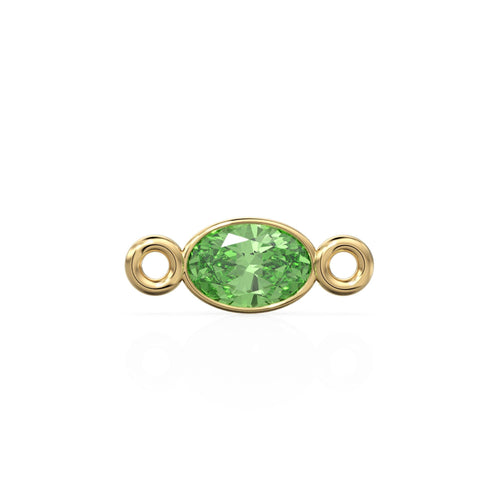 Peridot 18k Solid Gold Spacer Connector / Bracelet Finding / Necklace Gold Findings / Green Olivine Gemstone 4x6MM August Birthstone