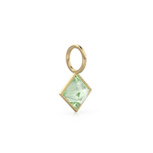 Load image into Gallery viewer, Prasiolite 5mm 14k Yellow Solid Gold Charm Pendant Bezel Jewelry Finding / February Birthstone / Princess Cut Green Amethyst Gemstone