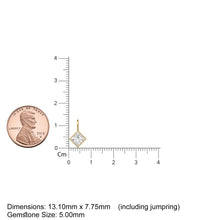Load image into Gallery viewer, White Quartz 5mm 14k Yellow Solid Gold Charm Pendant Bezel Jewelry Finding / April Birthstone / Princess Cut Clear Gemstone / Rock Crystal
