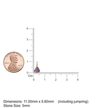 Load image into Gallery viewer, African Amethyst 5mm 14k Yellow Solid Gold Charm Pendant Bezel Jewelry Finding / September Birthstone / Trillion Cut Purple Gemstone