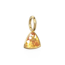 Load image into Gallery viewer, Citrine 5mm 14k Yellow Solid Gold Charm Pendant Bezel Jewelry Finding / November Birthstone / Trillion Cut Yellow Gemstone /