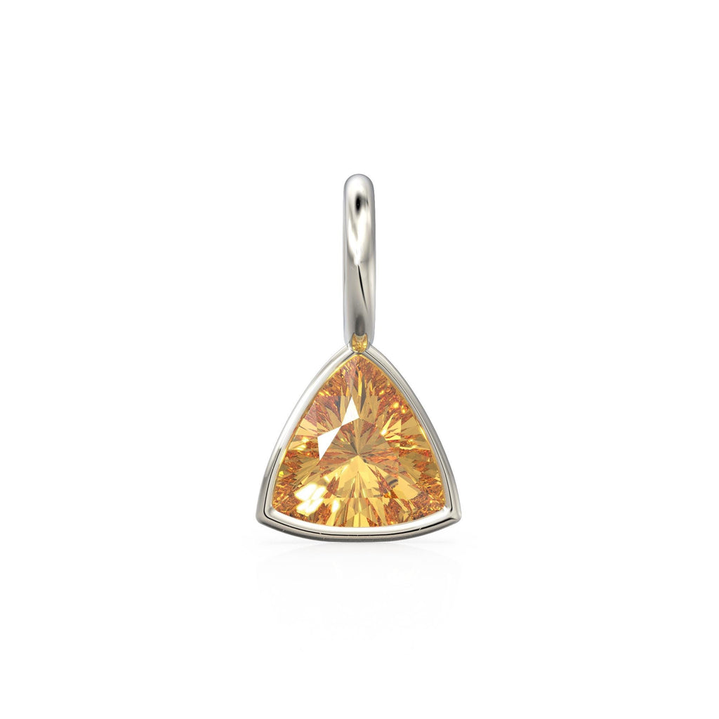 Citrine 5mm 14k Yellow Solid Gold Charm Pendant Bezel Jewelry Finding / November Birthstone / Trillion Cut Yellow Gemstone /
