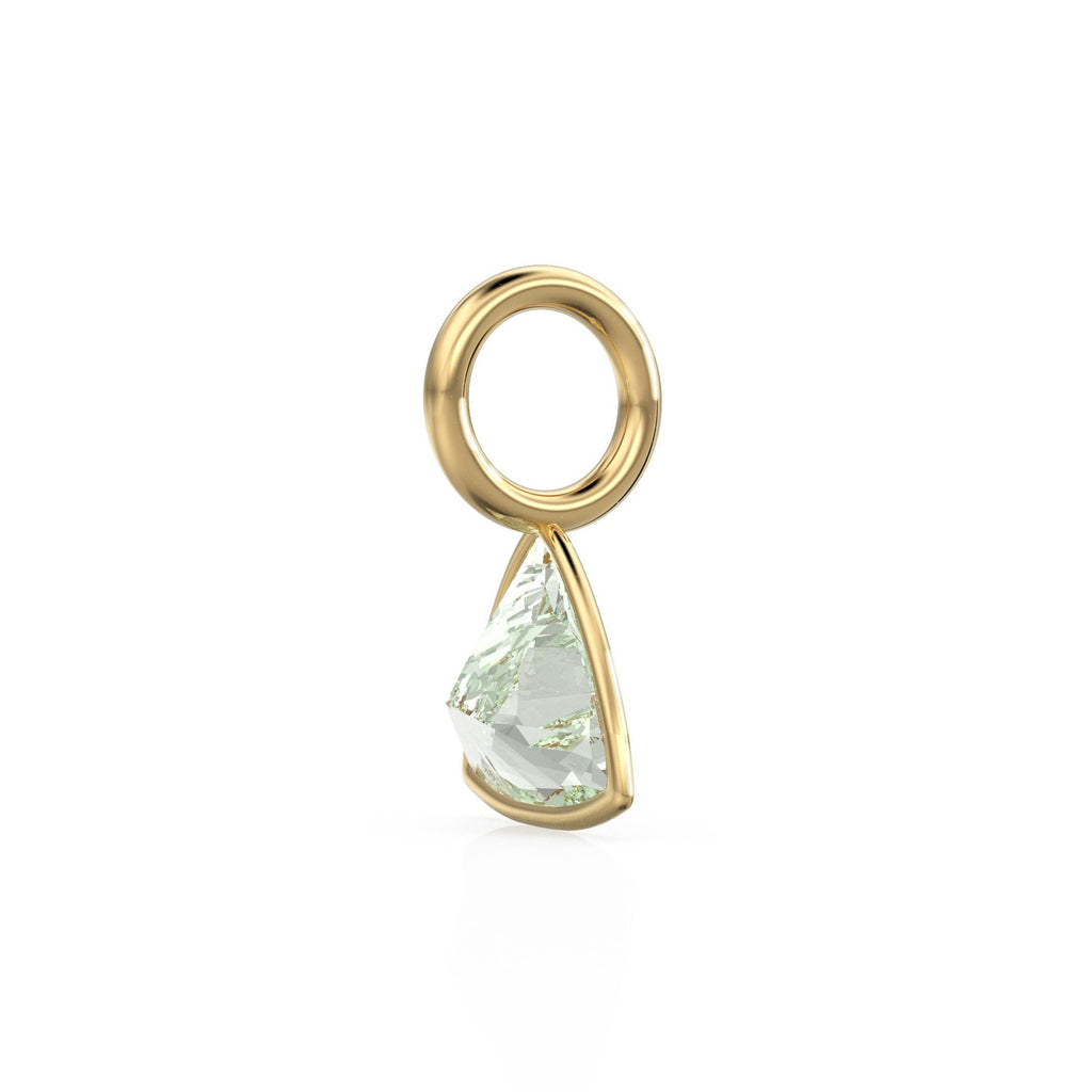 Prasiolite 5mm 14k Yellow Solid Gold Charm Pendant Bezel Jewelry Finding / February Birthstone / Trillion Cut Green Amethyst Gemstone
