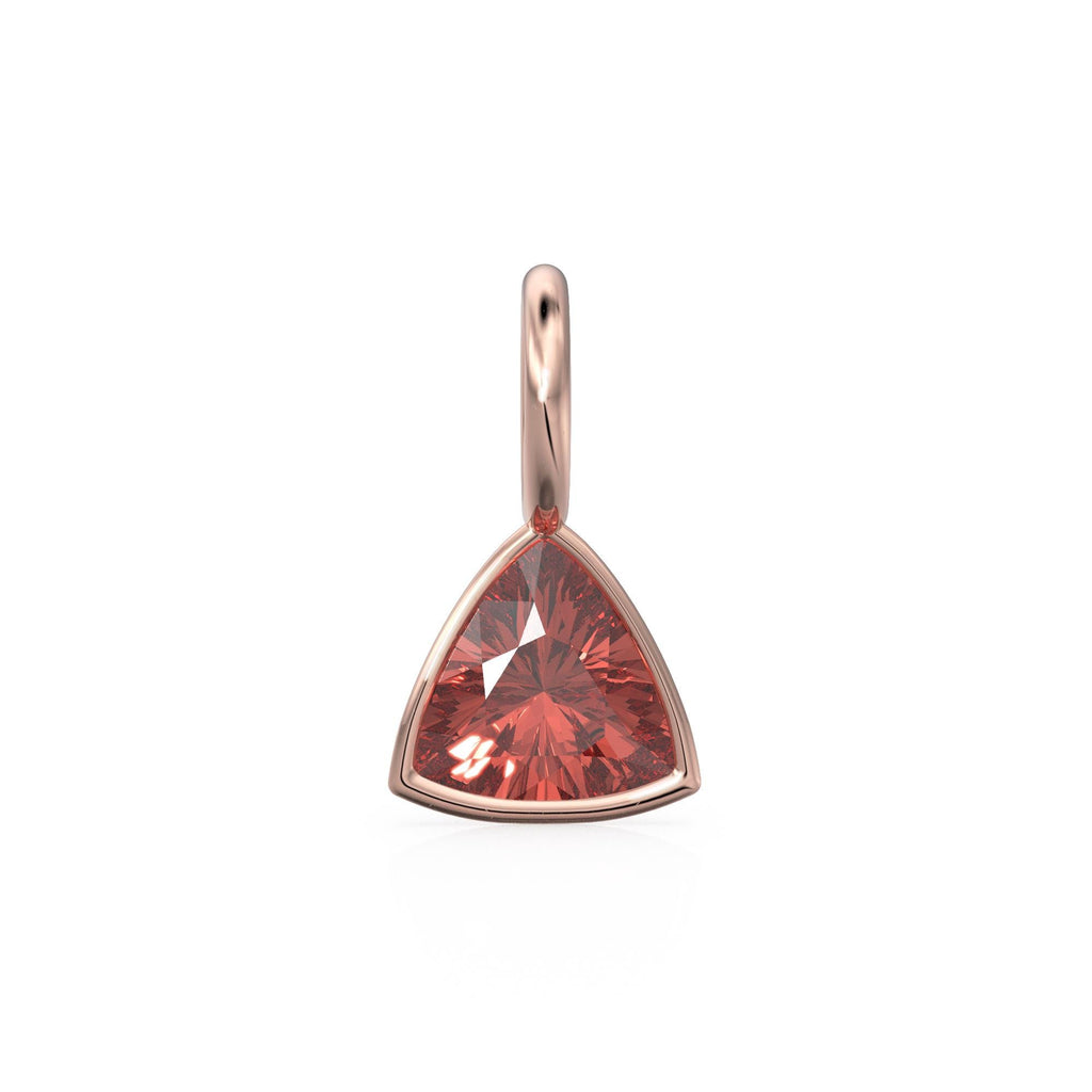 Pyrope Garnet 5mm 14k Yellow Solid Gold Charm Pendant Bezel Jewelry Finding / January Birthstone / Trillion Cut Red Gemstone / St Patricks