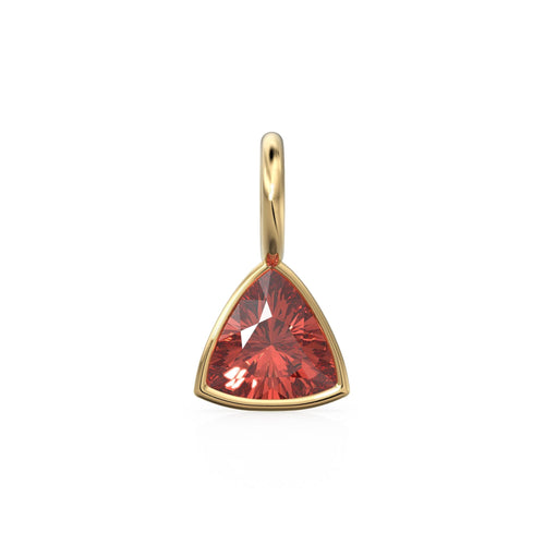 Pyrope Garnet 5mm 14k Yellow Solid Gold Charm Pendant Bezel Jewelry Finding / January Birthstone / Trillion Cut Red Gemstone / St Patricks
