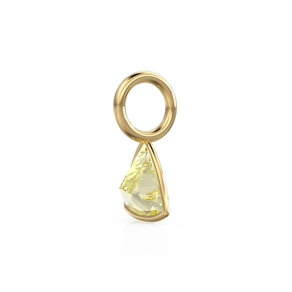 Lemon Quartz 5mm 14k Yellow Solid Gold Charm Pendant Bezel Jewelry Finding / June Birthstone / Trillion Cut Yellow Gemstone / St Patrick Day